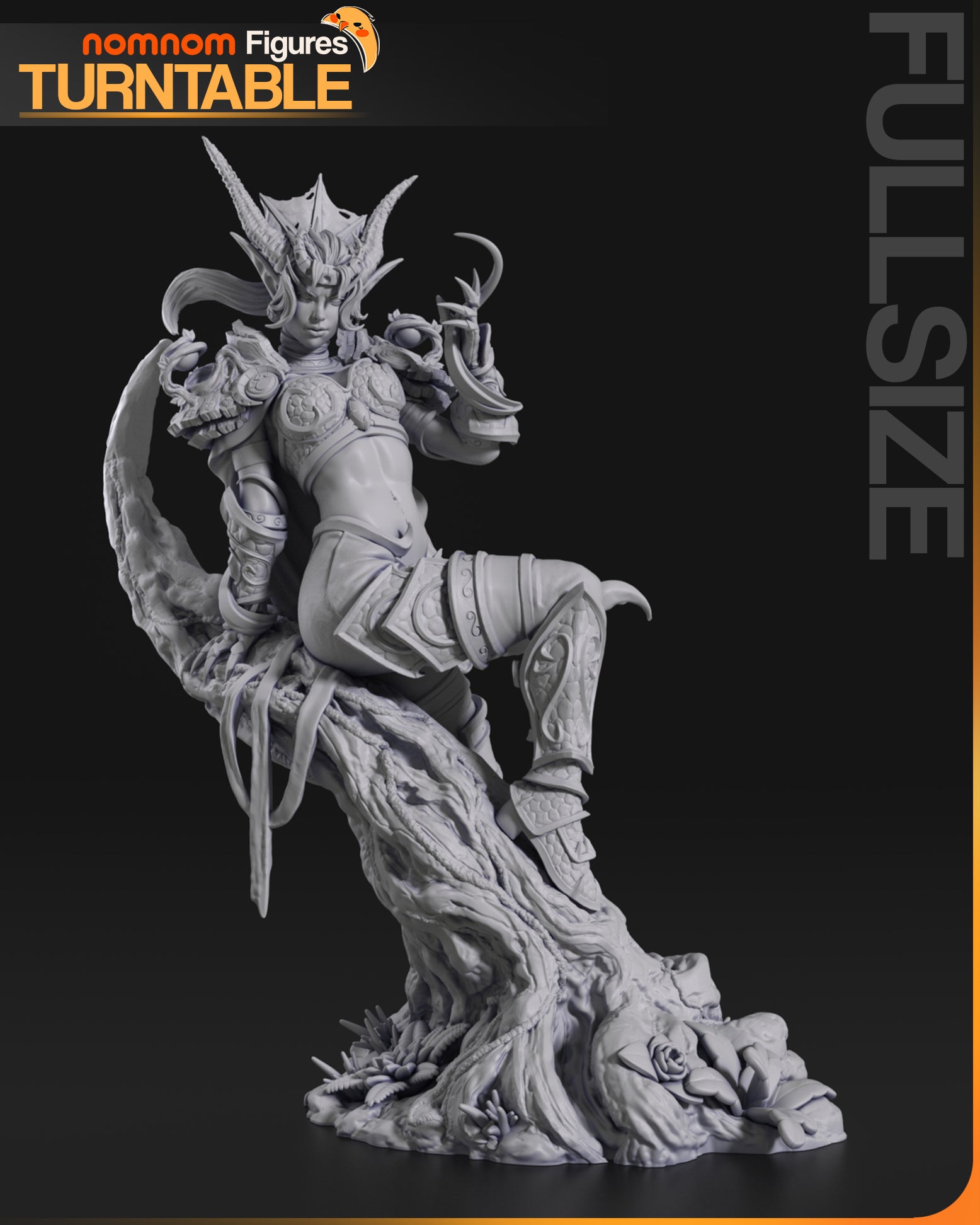 Resin garage kit figure of the Dragon of the Eternal Dream by Tattles Told 3D, displayed on a turntable for art display.
