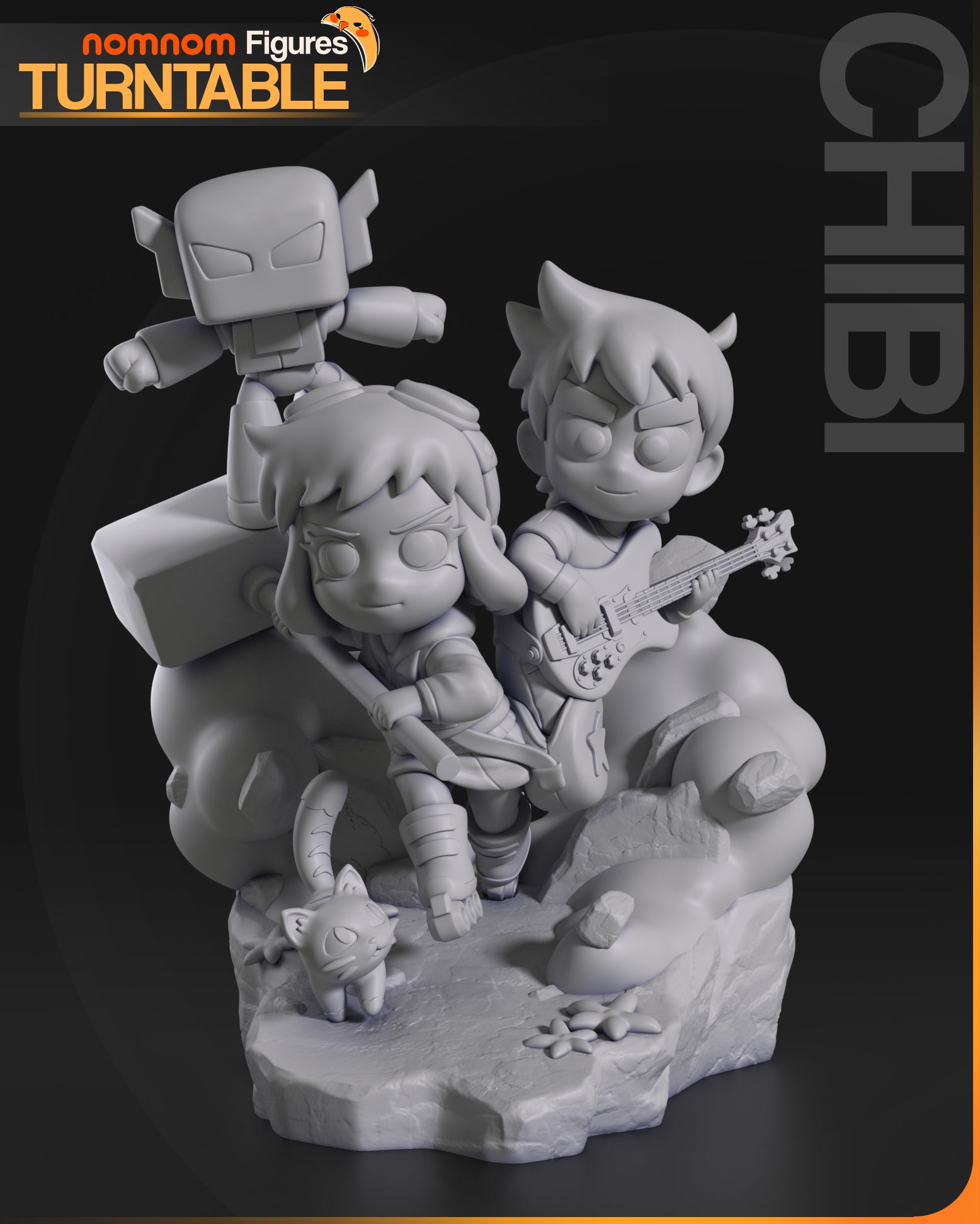 Chibi Ninja Delivery Girl | Resin Garage Kit Sculpture Anime Video Game Fan Art Statue | Nomnom Figures - Tattles Told 3D