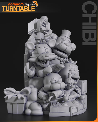 Chibi Several Nights Automatons | Resin Garage Kit Figure Anime Fan Art | Nomnom Figures