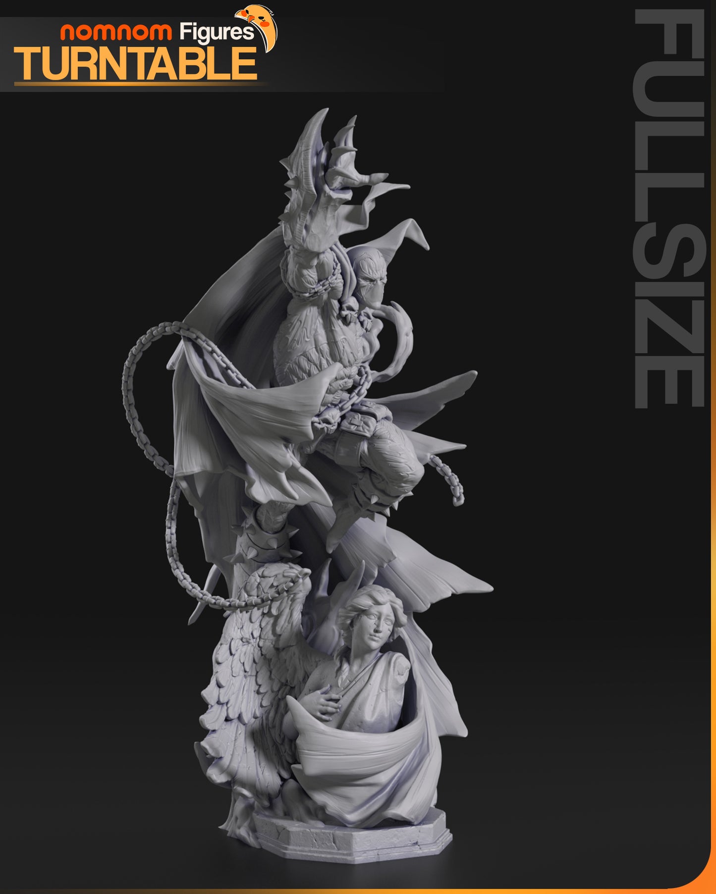 Infernal Antihero resin garage kit figure by Tattles Told 3D, displayed on turntable, showcasing detailed fan art sculpture.