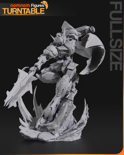 Resin garage kit figure of Savage Iron Warrior by Tattles Told 3D, displayed on turntable, detailed fan art collectible.