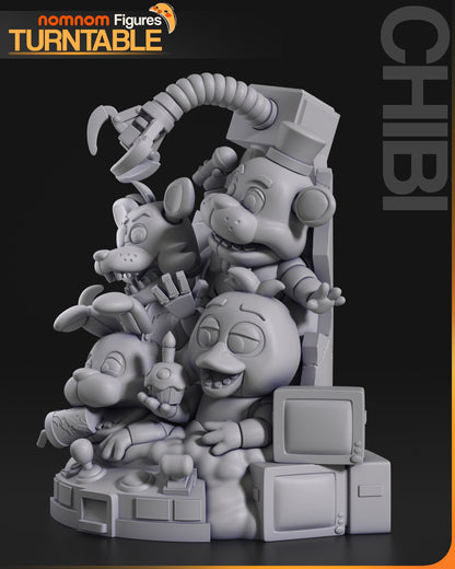 Chibi Several Nights Automatons | Resin Garage Kit Figure Anime Fan Art | Nomnom Figures