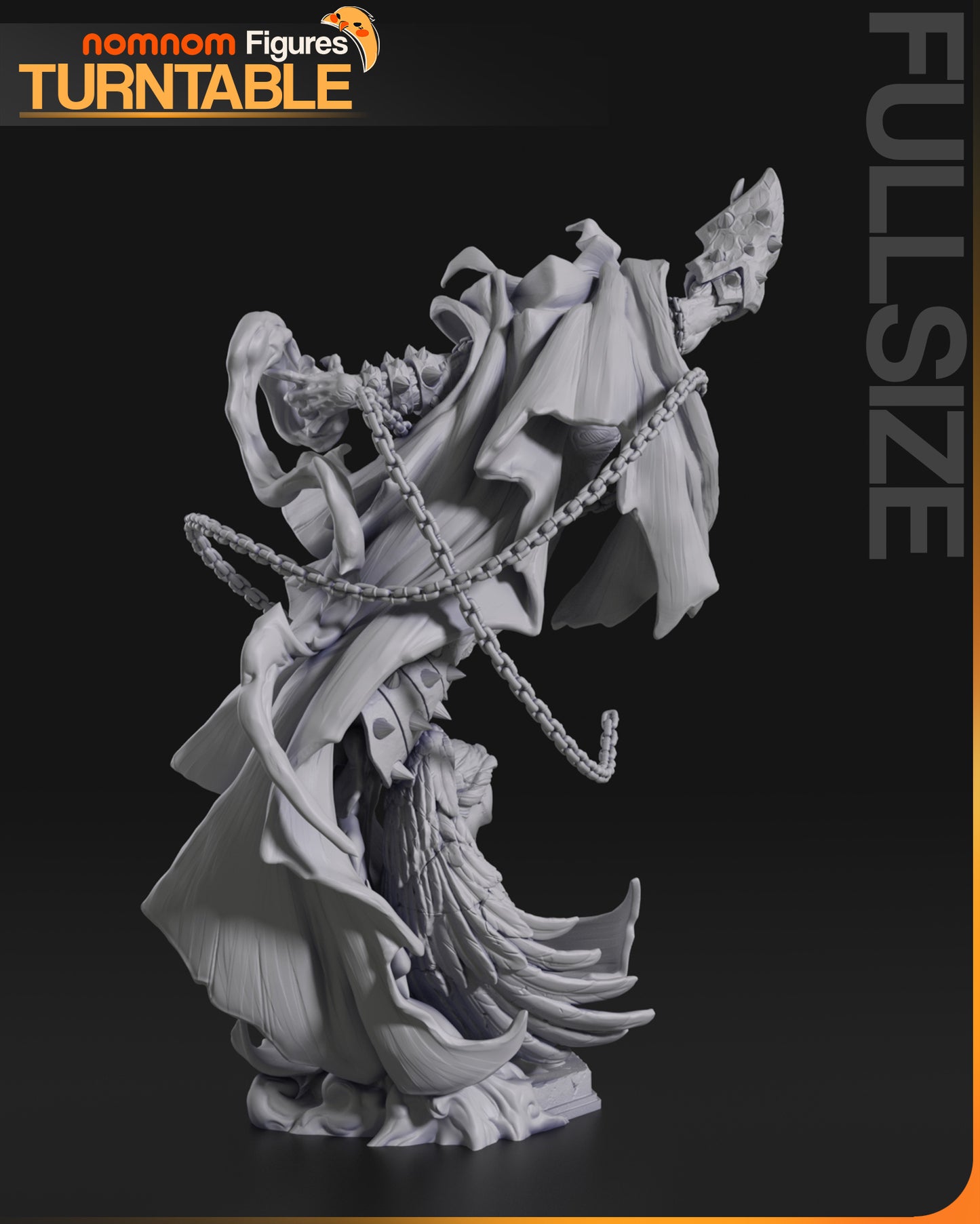 Infernal Antihero resin garage kit figure by Tattles Told 3D, displayed on a turntable with detailed fan art design.
