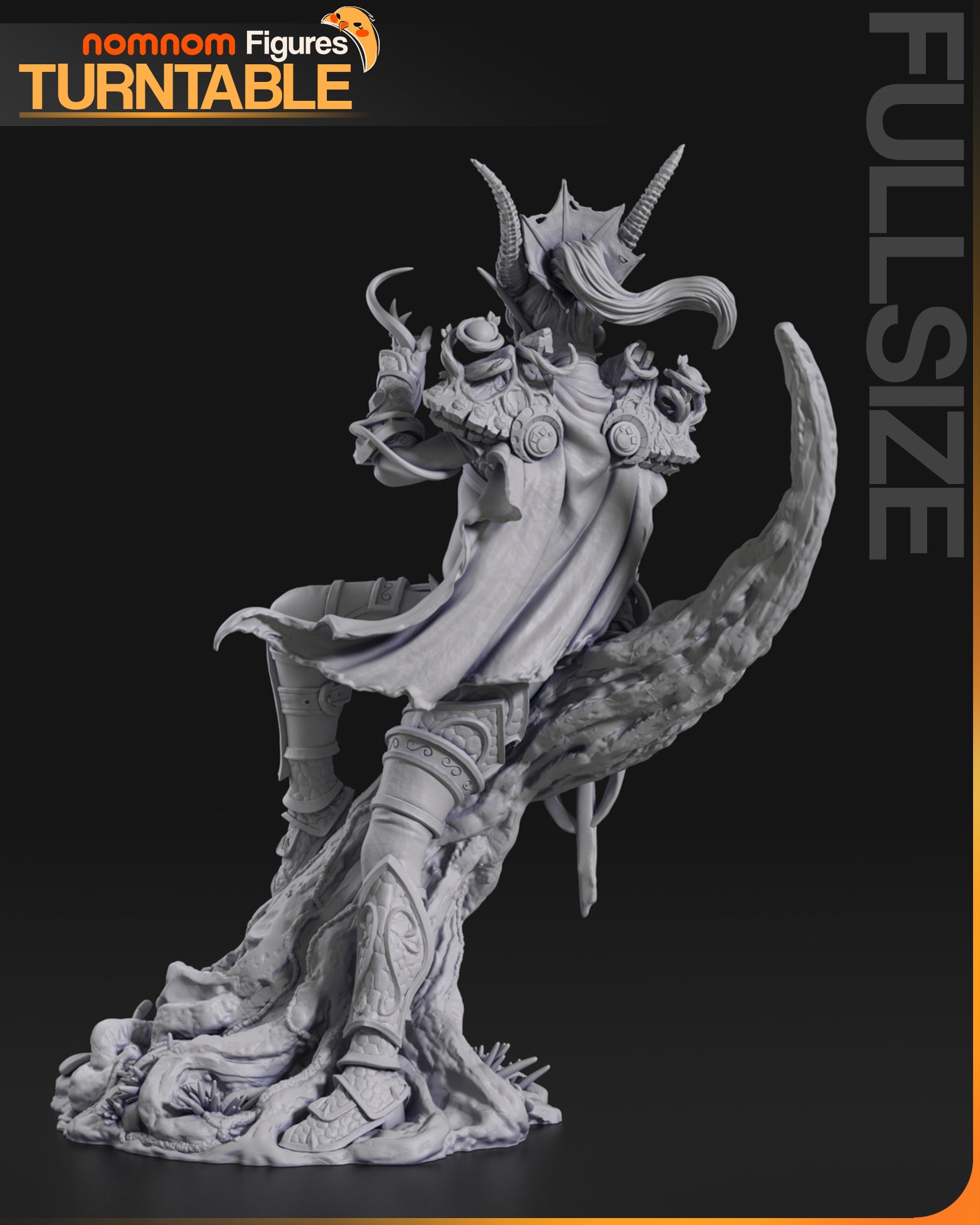 Resin garage kit figure of the Dragon of the Eternal Dream by Tattles Told 3D, displayed on a turntable.