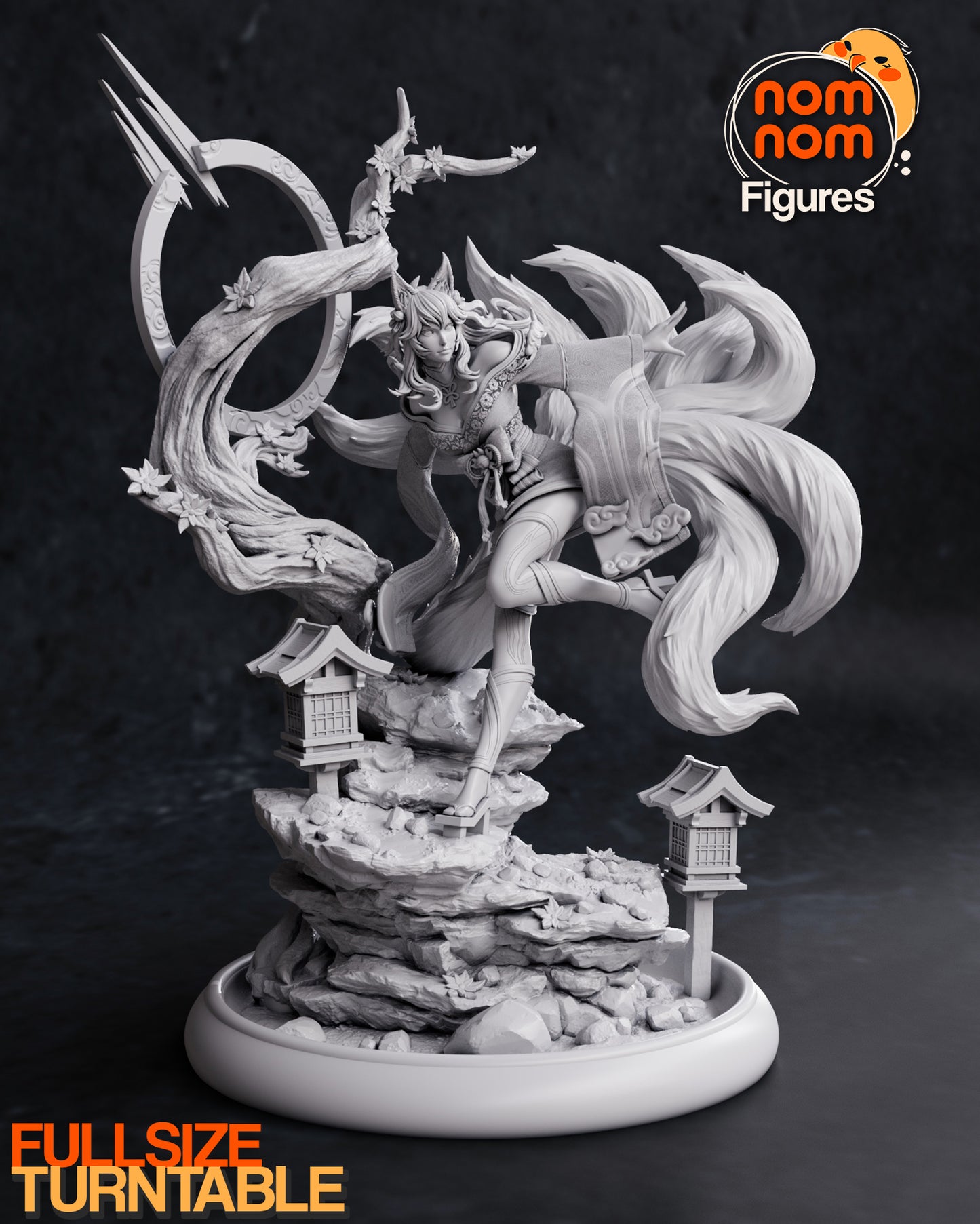Spring Blossom Nine-Tailed Fox | Resin Garage Kit Sculpture Anime Video Game Fan Art Statue | Nomnom Figures - Tattles Told 3D