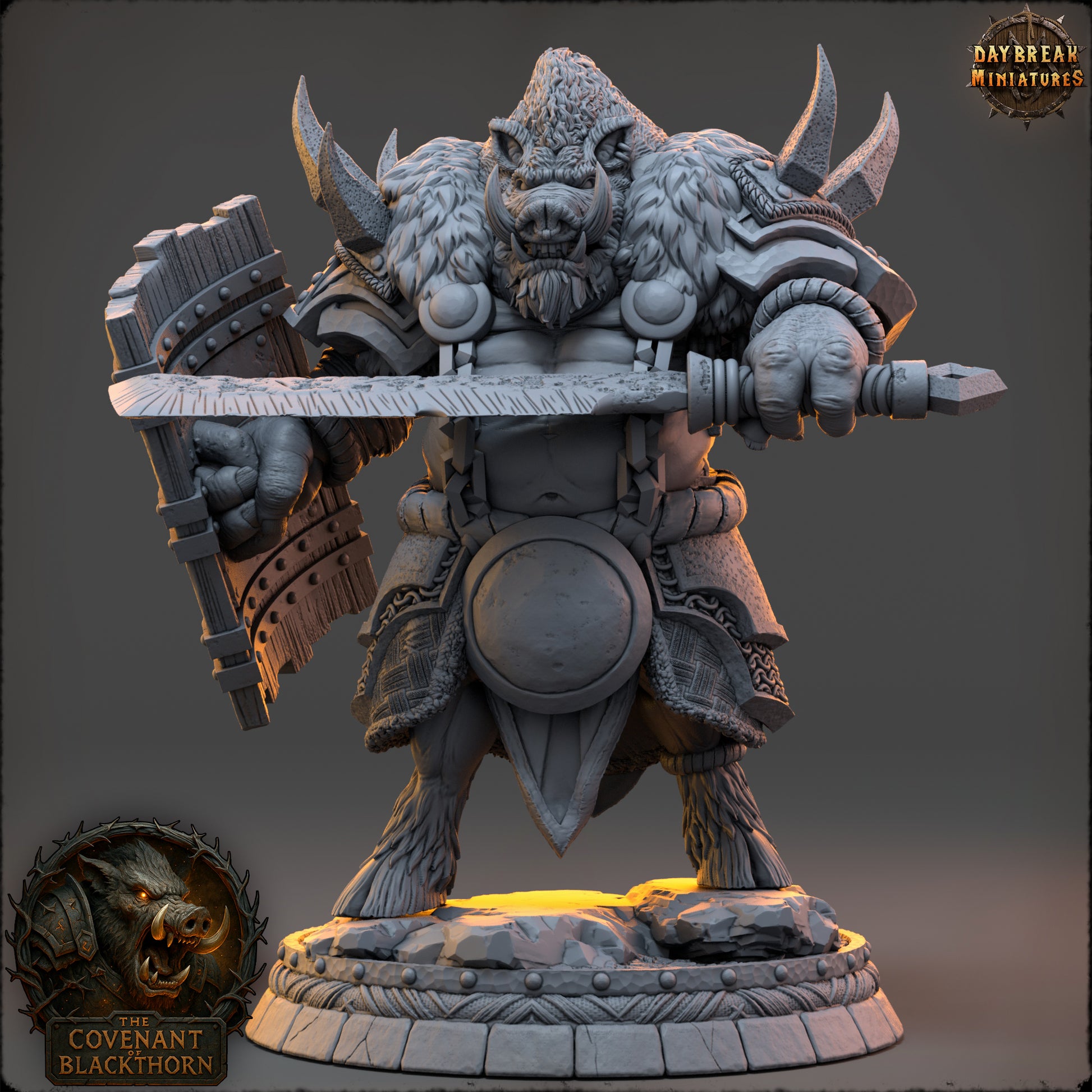 Boar Folk - The Covenant of Blackthorn | Tabletop or Display Scale | D&D Mini | Daybreak Miniatures