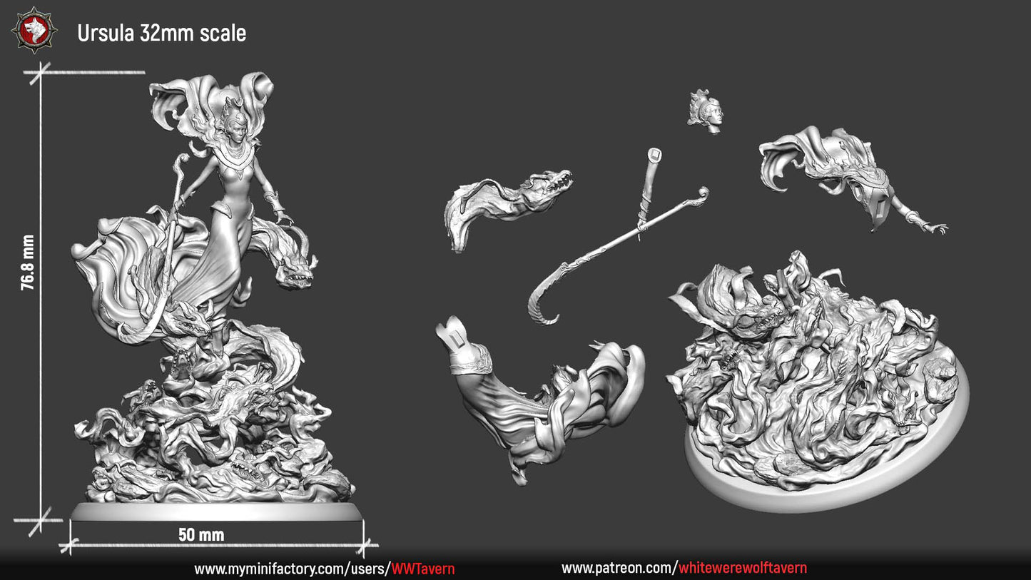 Ursula, Sea Witch Sorceress | Gaming or Display Miniature | White Werewolf Tavern