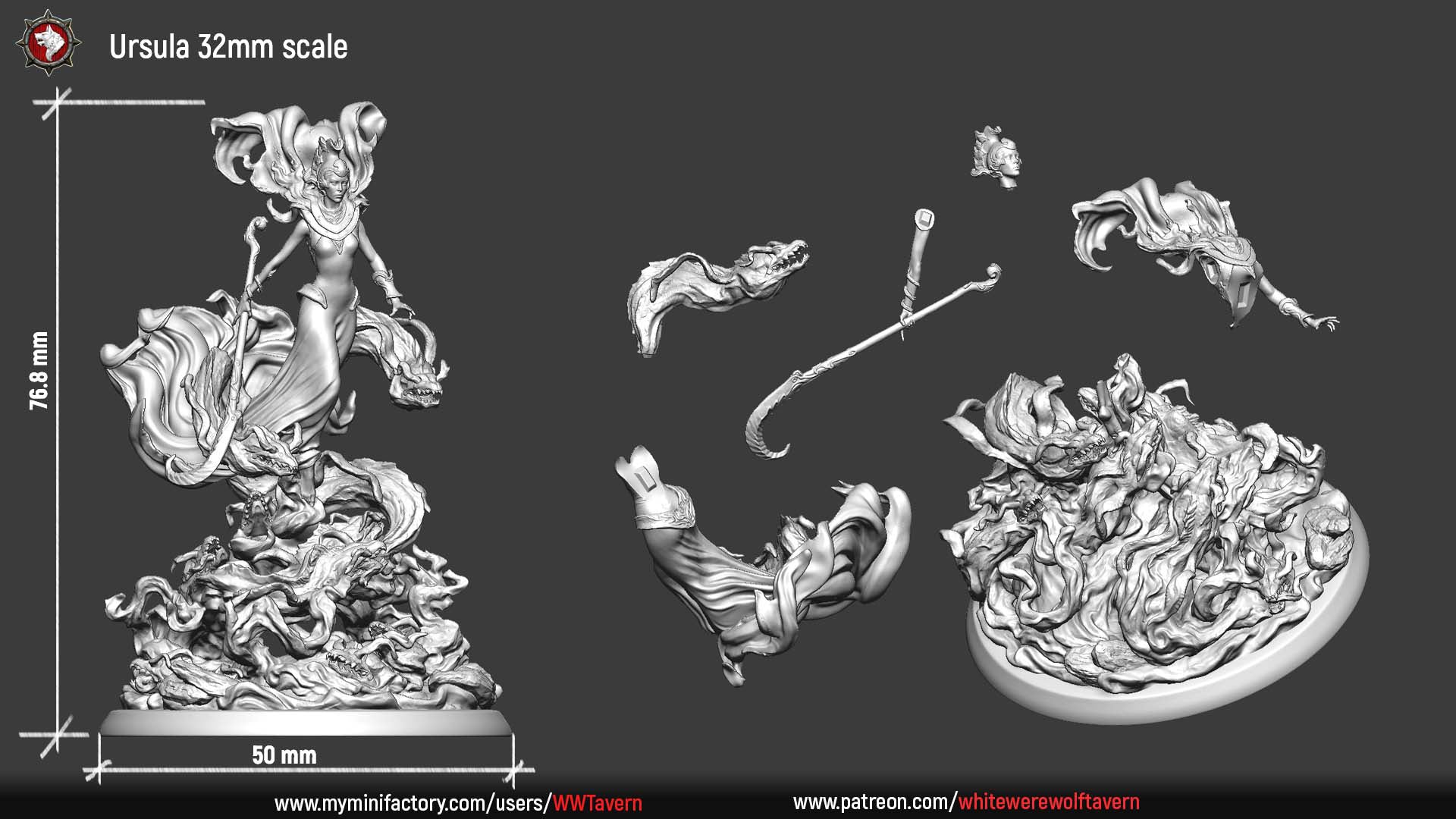 Ursula, Sea Witch Sorceress | Gaming or Display Miniature | White Werewolf Tavern