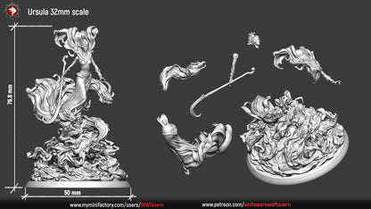 Ursula, Sea Witch Sorceress | Gaming or Display Miniature | White Werewolf Tavern