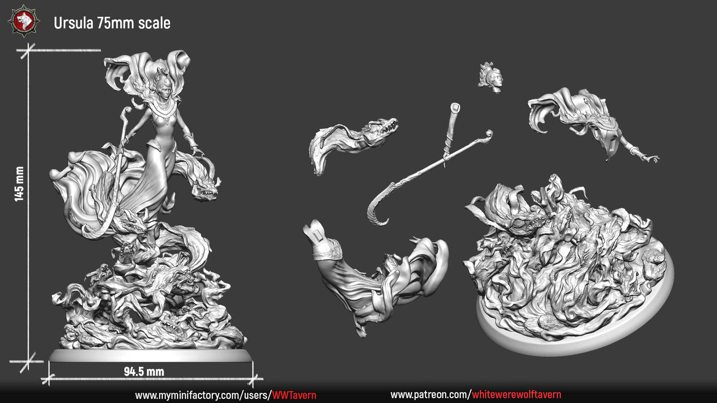 Ursula, Sea Witch Sorceress | Gaming or Display Miniature | White Werewolf Tavern
