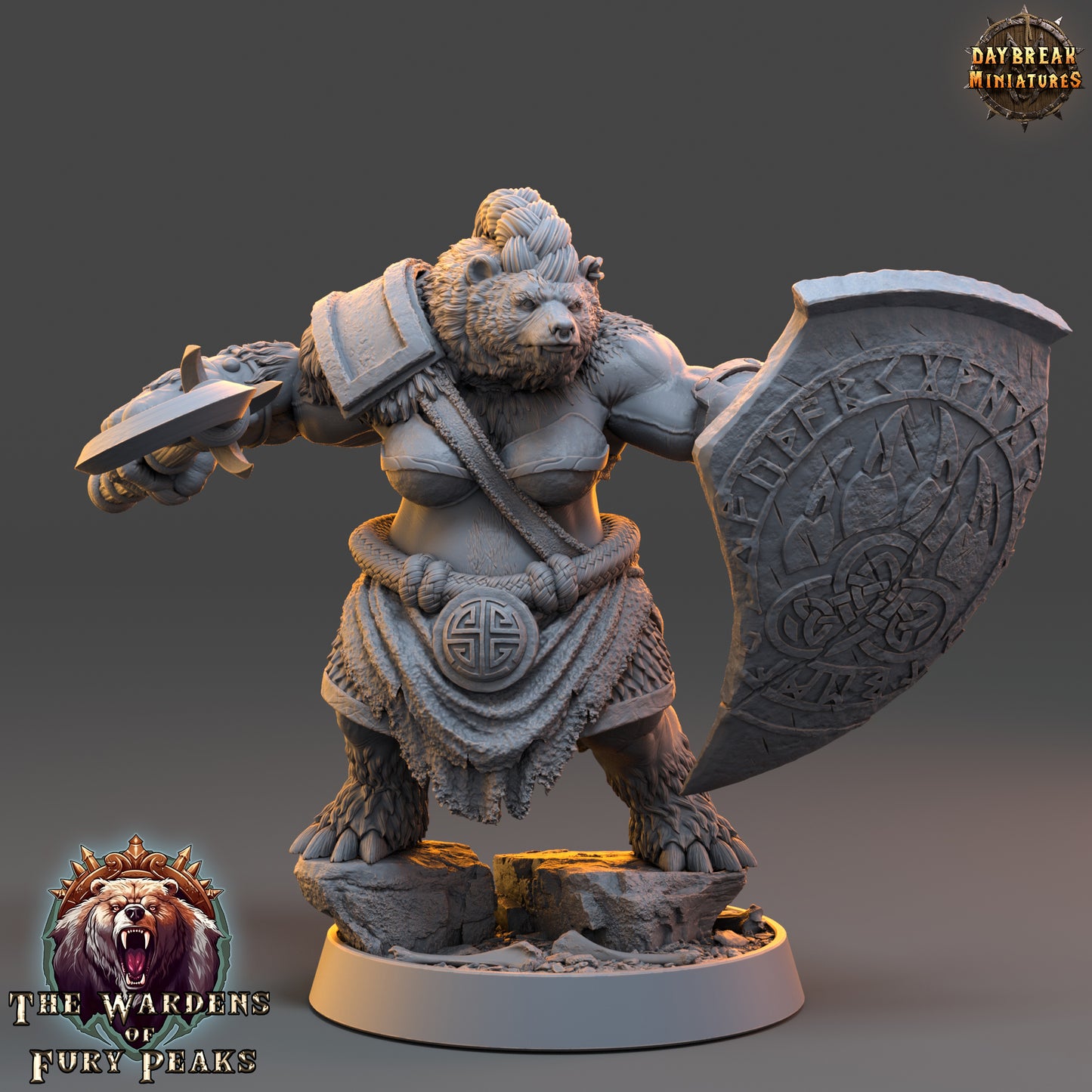 Bear Folk - The Wardens of Fury Peaks | Tabletop or Display Scale | D&D Mini | Daybreak Miniatures