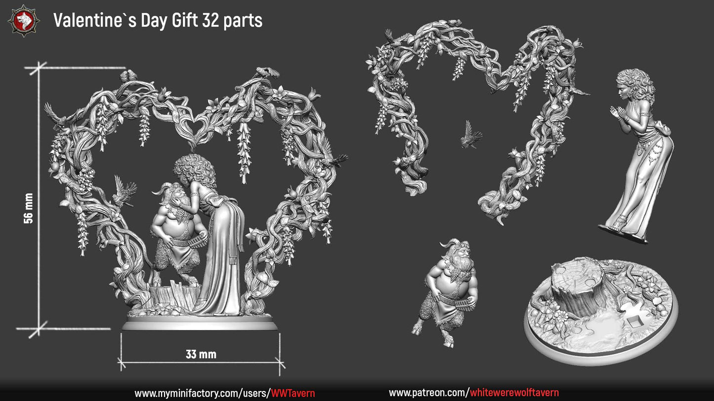 Valentine's Day Faun & Nymph | Gaming or Display Miniature | White Werewolf Tavern