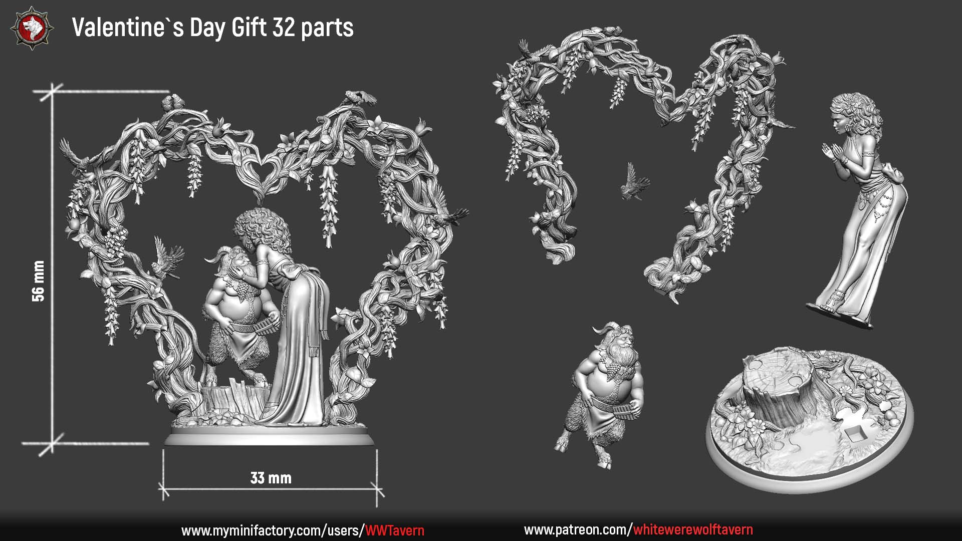 Valentine's Day Faun & Nymph | Gaming or Display Miniature | White Werewolf Tavern