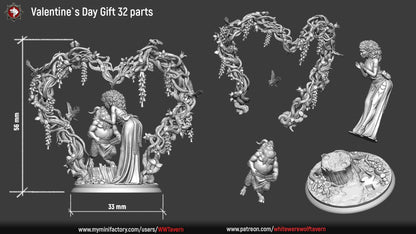 Valentine's Day Faun & Nymph | Gaming or Display Miniature | White Werewolf Tavern