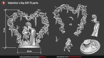 Valentine's Day Faun & Nymph | Gaming or Display Miniature | White Werewolf Tavern