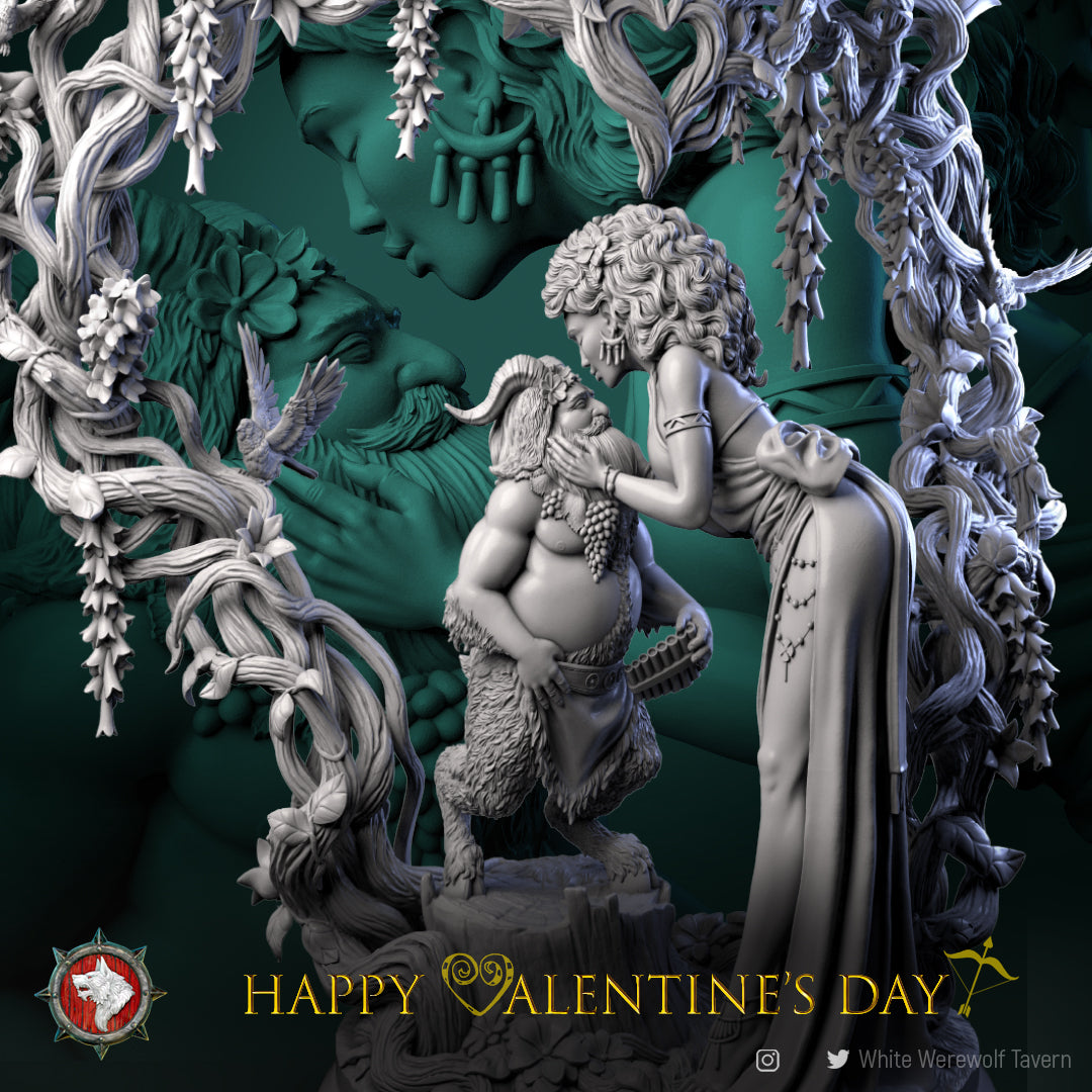 Valentine's Day Faun & Nymph | Gaming or Display Miniature | White Werewolf Tavern
