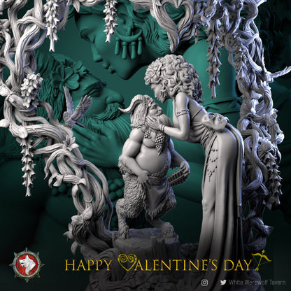Valentine's Day Faun & Nymph | Gaming or Display Miniature | White Werewolf Tavern