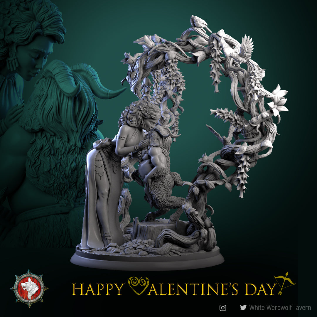 Valentine's Day Faun & Nymph | Gaming or Display Miniature | White Werewolf Tavern