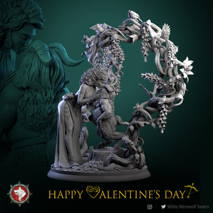 Valentine's Day Faun & Nymph | Gaming or Display Miniature | White Werewolf Tavern
