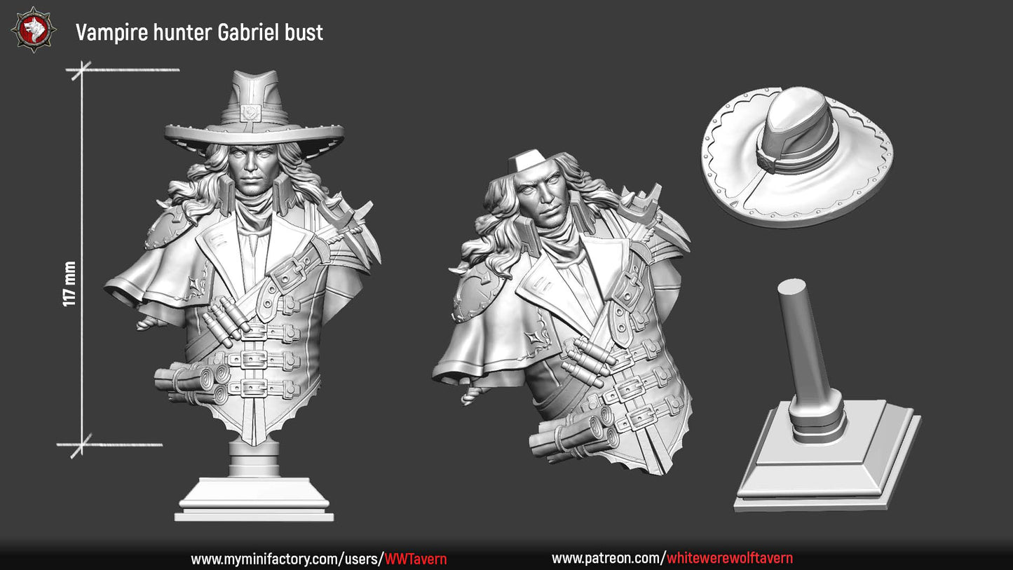Vampire Hunter Gabriel | Gaming and Display Miniature | White Werewolf Tavern