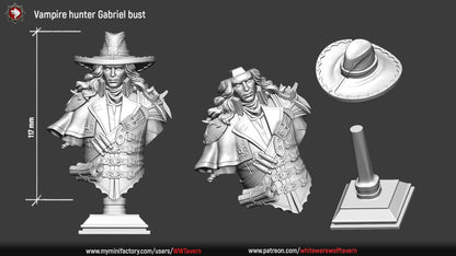 Vampire Hunter Gabriel | Gaming and Display Miniature | White Werewolf Tavern