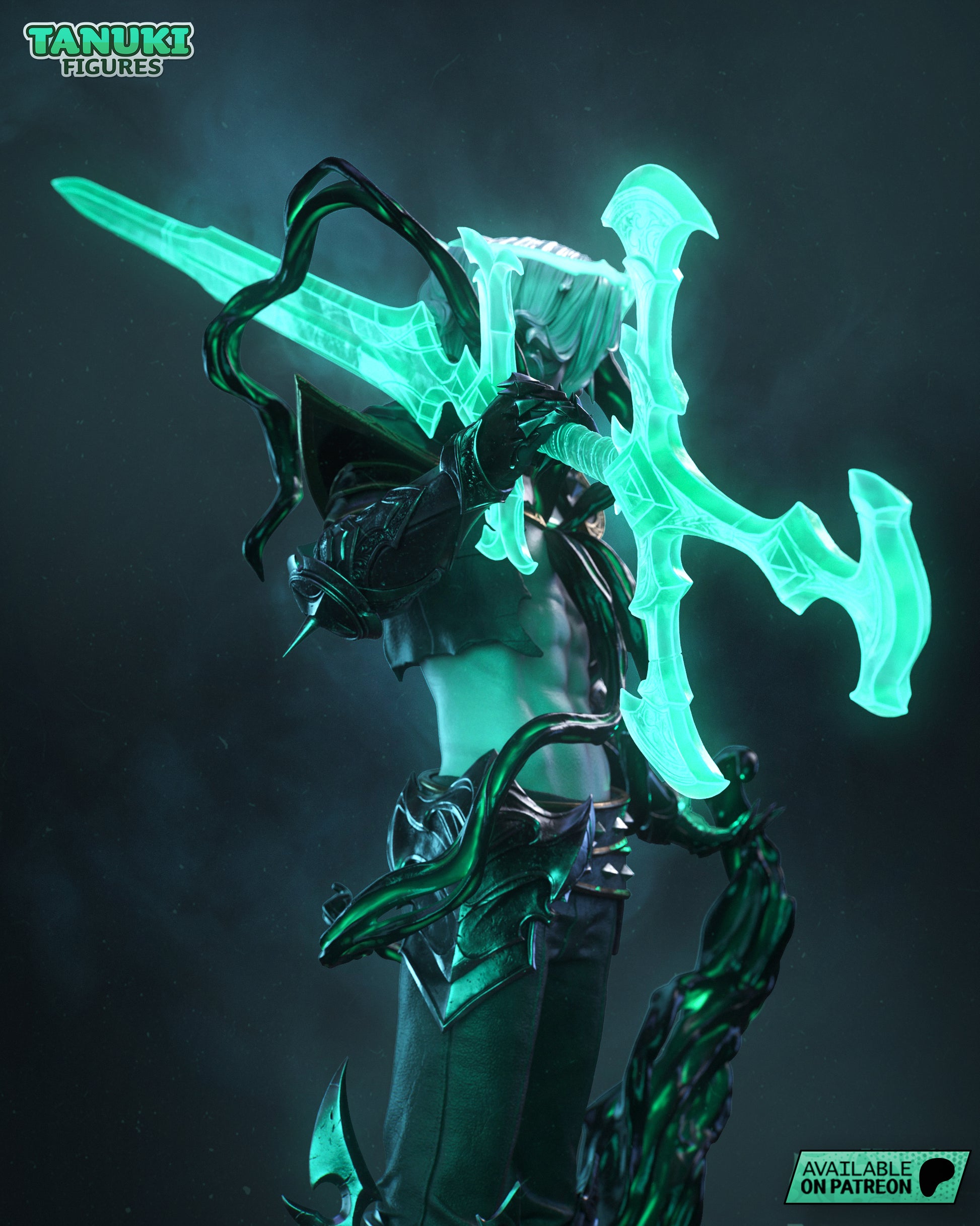 Resin garage kit figure of Undead Shadow King from Viego, by Tattles Told 3D, featuring detailed undead shadow king design.