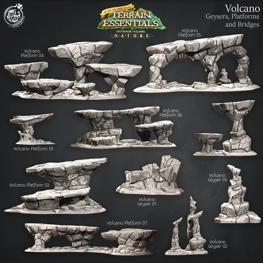 Volcano Set | TTRPG Scatter Diorama Dollhouse Miniature | Terrain Essentials
