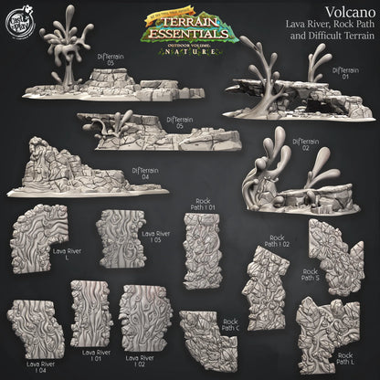 Volcano Set | TTRPG Scatter Diorama Dollhouse Miniature | Terrain Essentials