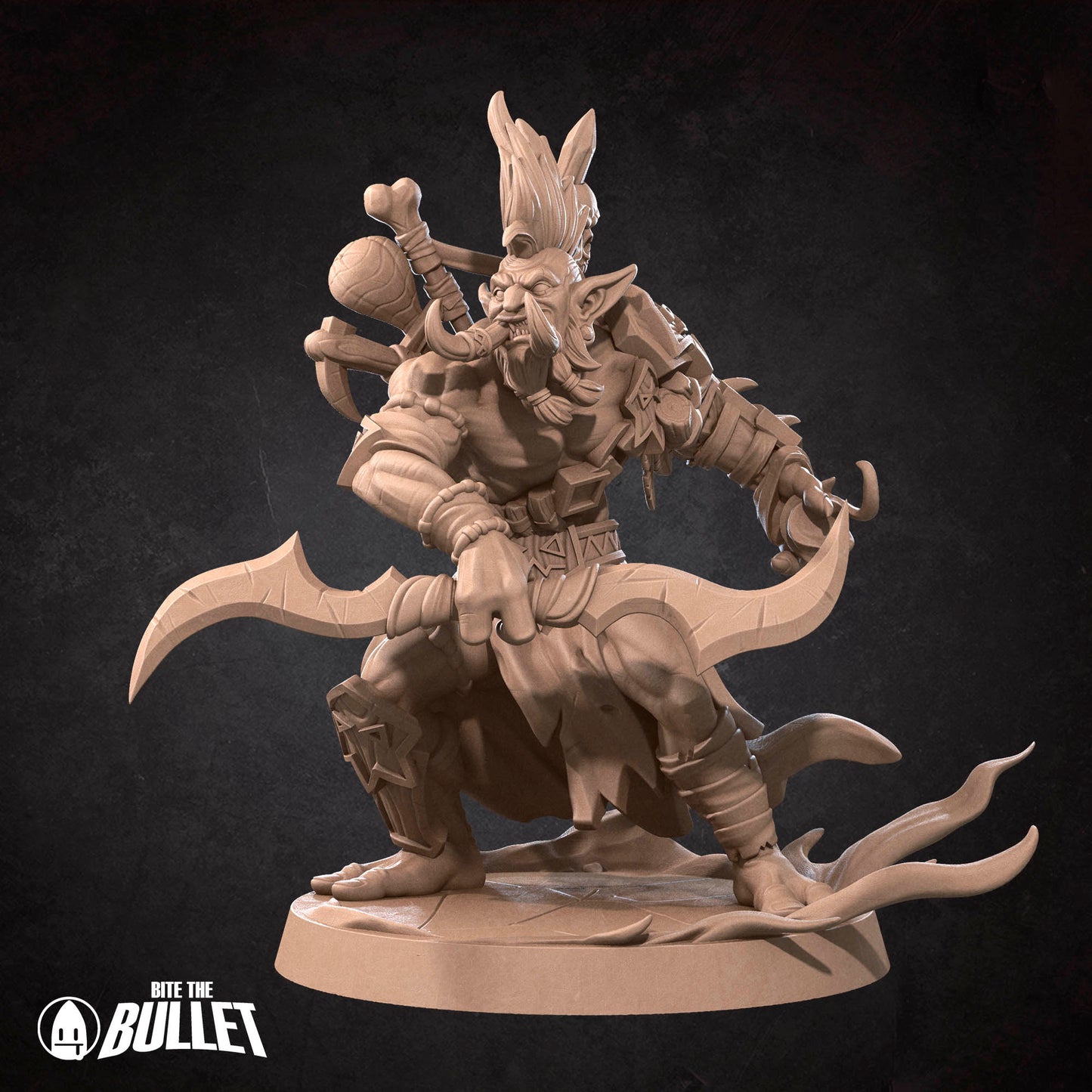 Realm of Bulletcraft, Troll Shadow Hunter | D&D Pathfinder TTRPG Miniature | Bite the Bullet