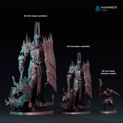Detailed Vorgath tabletop gaming miniature by Tattles Told 3D, featuring intricate armor and weapon details from Navarrete Studio.