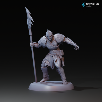 Vrosh Snow Orc miniature for tabletop gaming by Tattles Told 3D, featuring detailed snowy armor and orc warrior design.