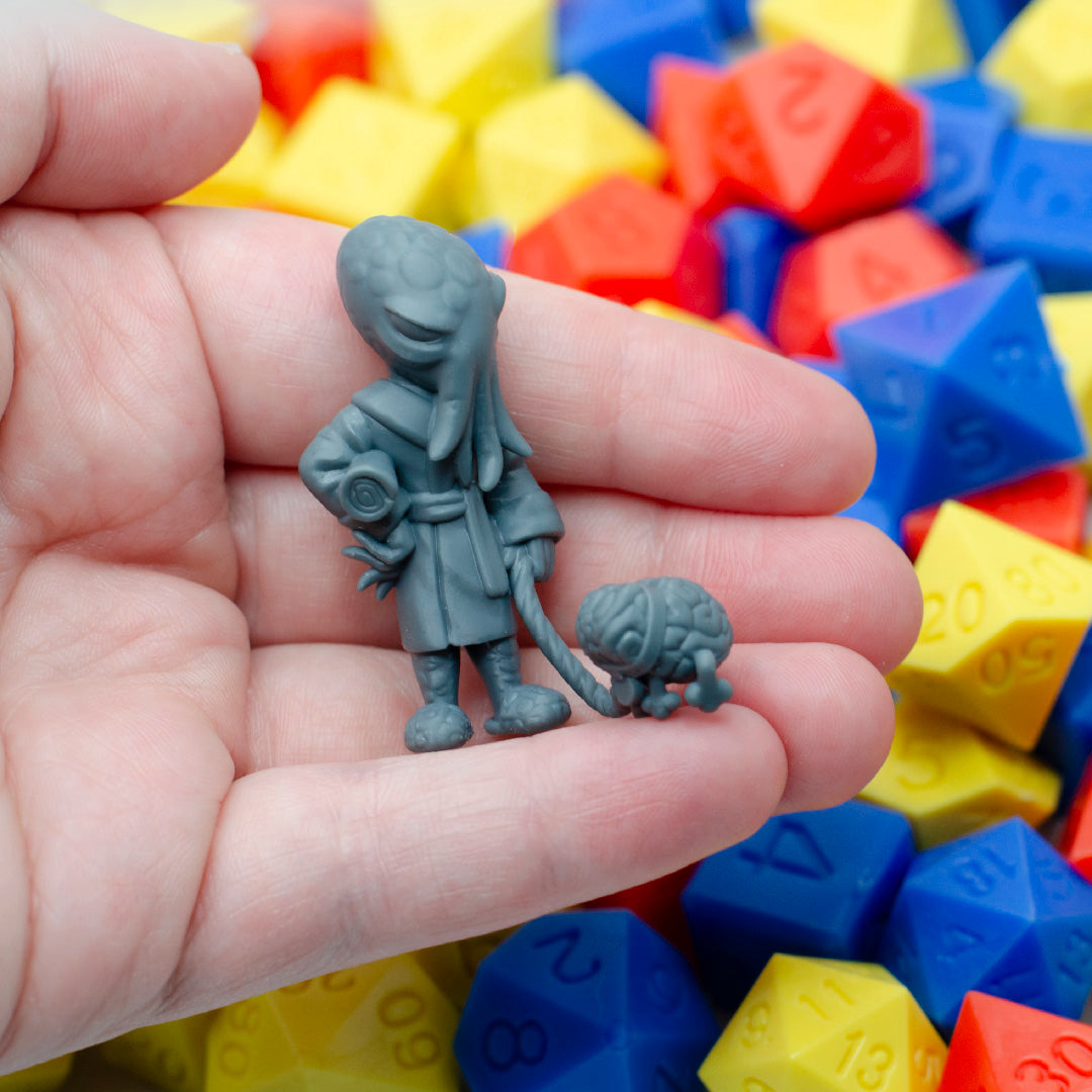 Cozy Mind Flayer Walkies Time with Cute Brain Puppy | Gaming Miniature TTRPG D&D | Found Family Adventurecrafts