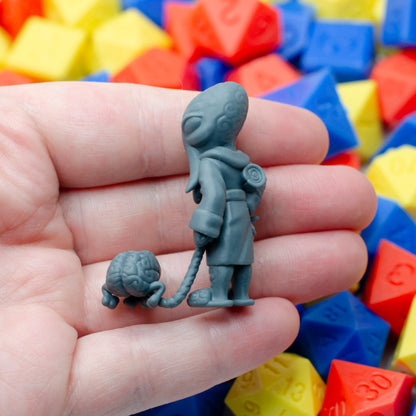 Cozy Mind Flayer Walkies Time with Cute Brain Puppy | Gaming Miniature TTRPG D&D | Found Family Adventurecrafts
