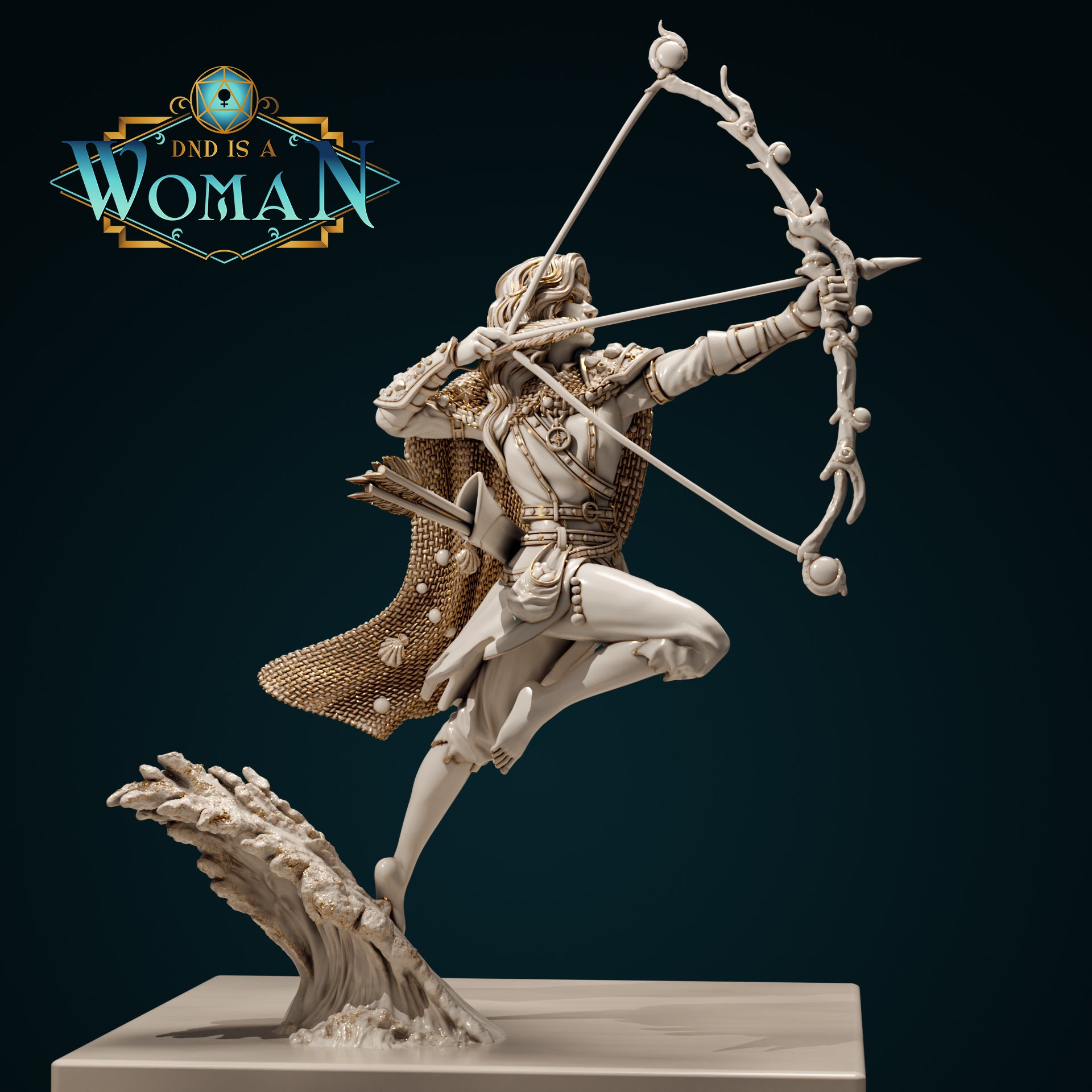 Water Genasi Ranger, Laine | D&D TTRPG Miniature | DnD Is A Woman | NO BASE