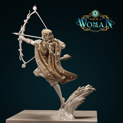 Water Genasi Ranger, Laine | D&D TTRPG Miniature | DnD Is A Woman | NO BASE