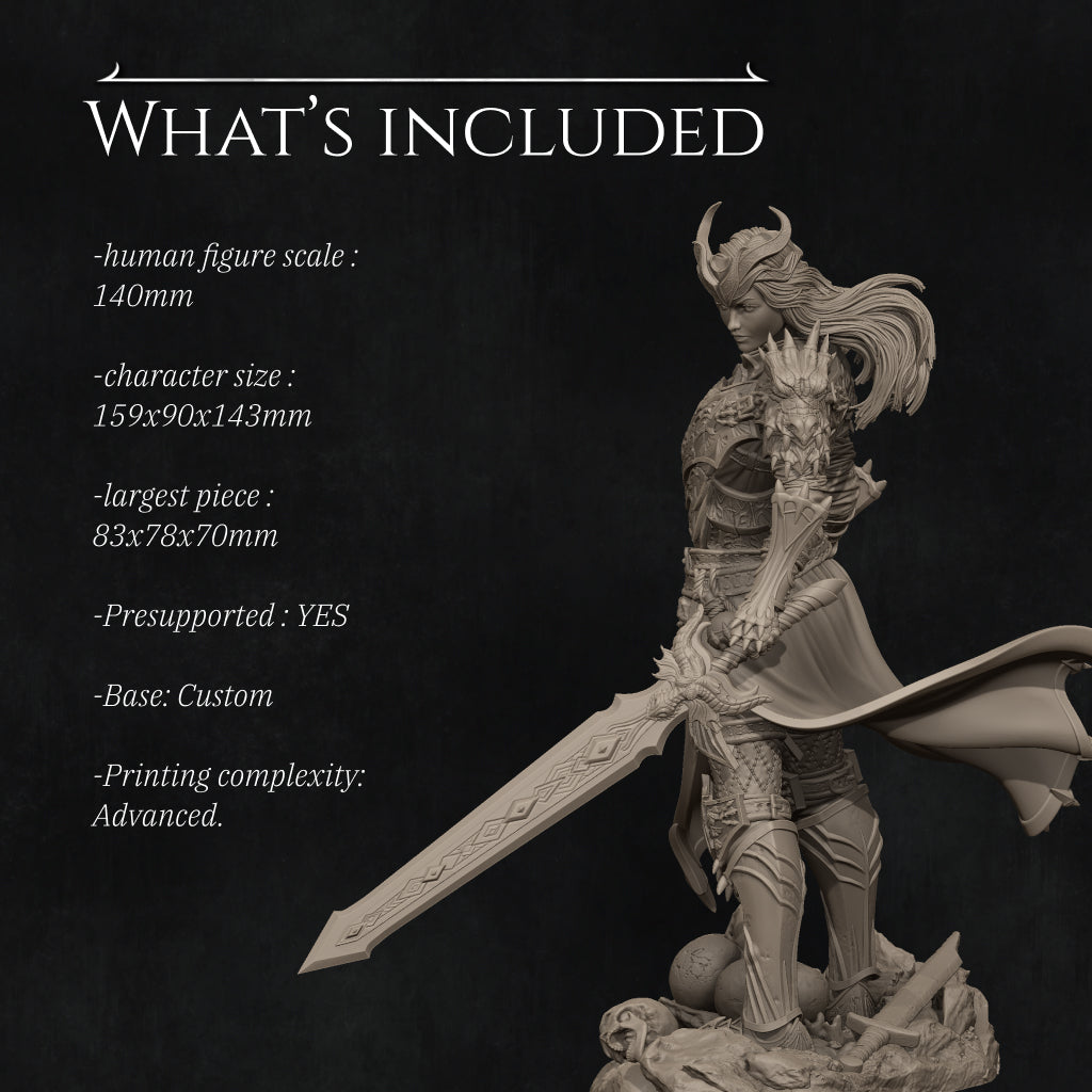 Aleehra the Dragon Knight | Garage Resin Kit Statue | D&D TTRPG Fantasy Miniature | Nerikson