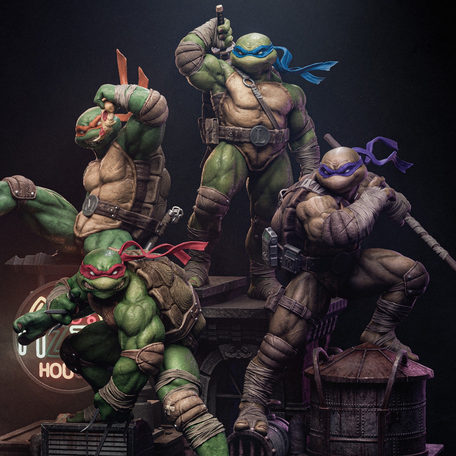 1:12 Turtle Brothers | 3D Printed Resin Garage Kit Figure | CA 3D Studios