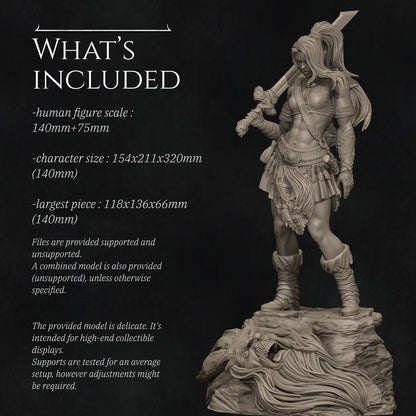 Lia The Barbarian Mercenary vs. The Stone Giant | Garage Resin Kit Statue | D&D TTRPG Fantasy | Nerikson