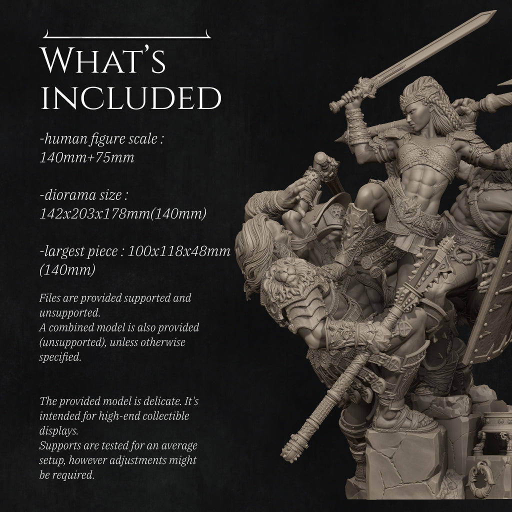 Fight of the Wolf, Gladiators | Garage Resin Kit Statue or Miniature | D&D TTRPG Fantasy | Nerikson