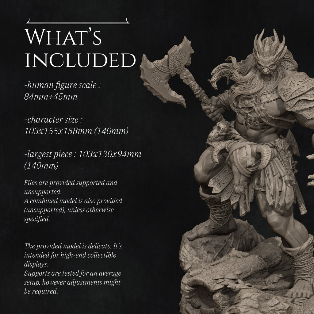 Lia The Barbarian Mercenary vs. The Stone Giant | Garage Resin Kit Statue | D&D TTRPG Fantasy | Nerikson