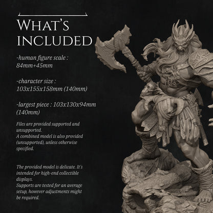 Lia The Barbarian Mercenary vs. The Stone Giant | Garage Resin Kit Statue | D&D TTRPG Fantasy | Nerikson