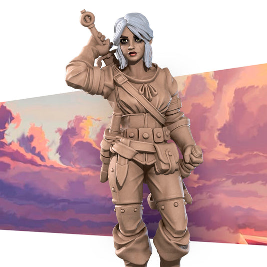 White Lioness D&D TTRPG miniature by Tattles Told 3D, detailed white lioness figurine for tabletop gaming.
