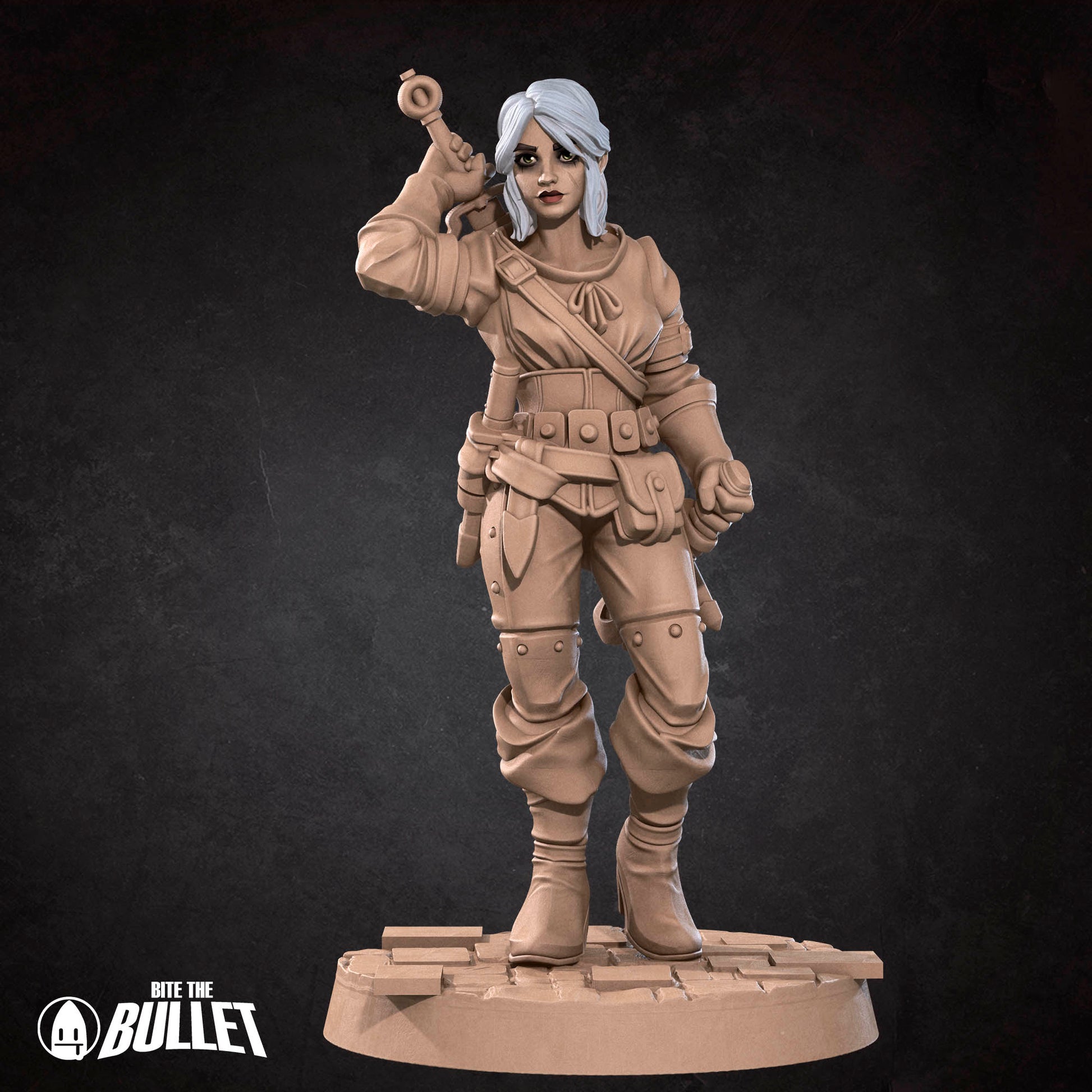 White Lioness D&D TTRPG miniature by Tattles Told 3D featuring a detailed white lioness figure for tabletop gaming.