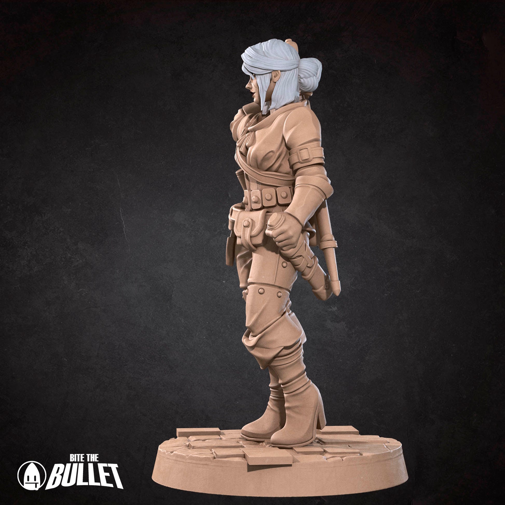 White Lioness D&D TTRPG miniature by Tattles Told 3D, featuring a detailed white lioness figure for tabletop gaming.