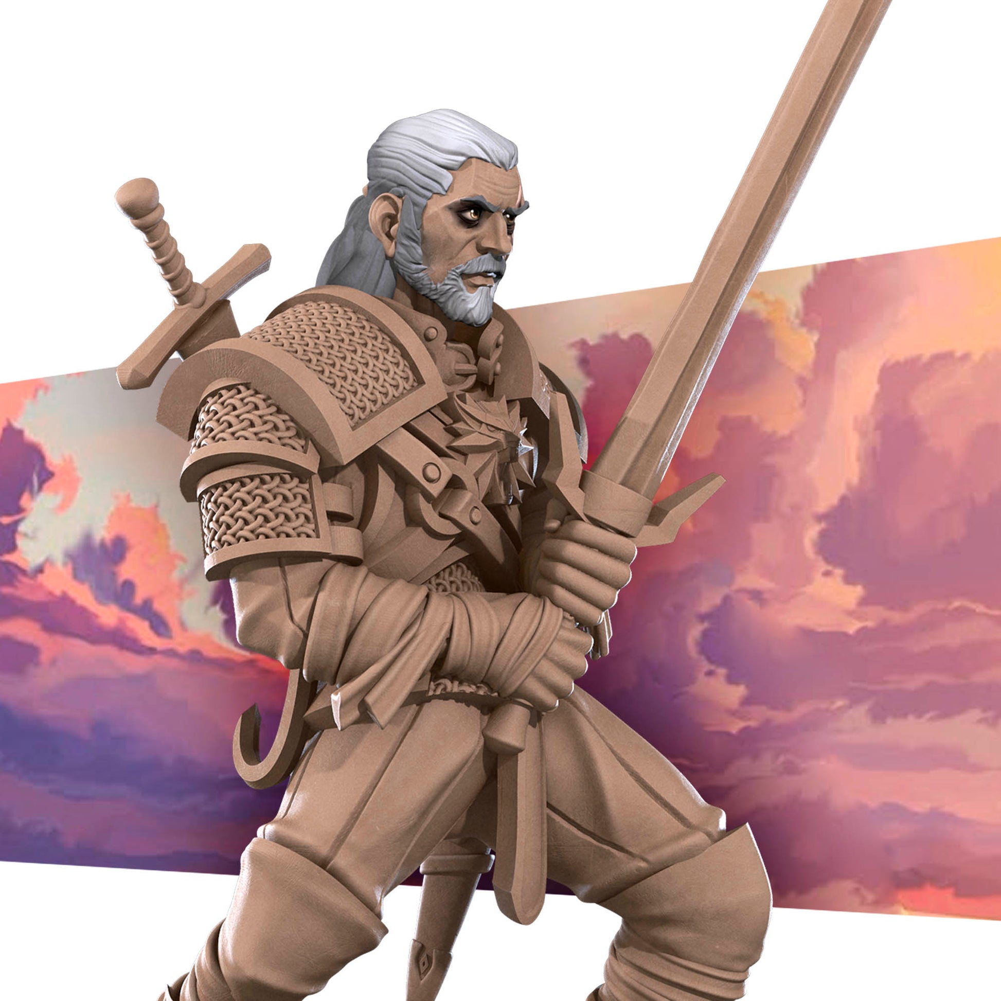White Wolf Knight D&D TTRPG miniature by Tattles Told 3D, detailed fantasy figure for tabletop gaming and role-playing games.
