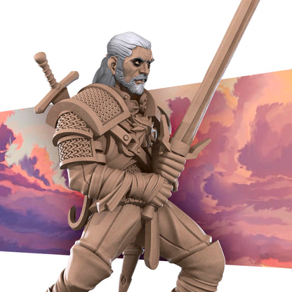 White Wolf Knight D&D TTRPG miniature by Tattles Told 3D, detailed fantasy figure for tabletop gaming and role-playing games.