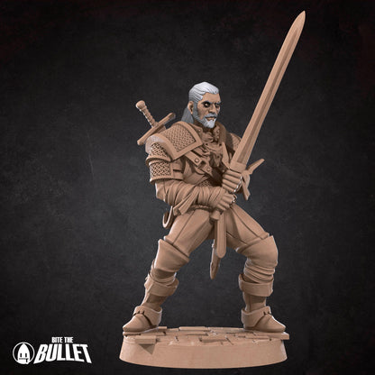 White Wolf Knight miniature from Tattles Told 3D, featuring a detailed white wolf-themed knight figure for D&D TTRPG gameplay.