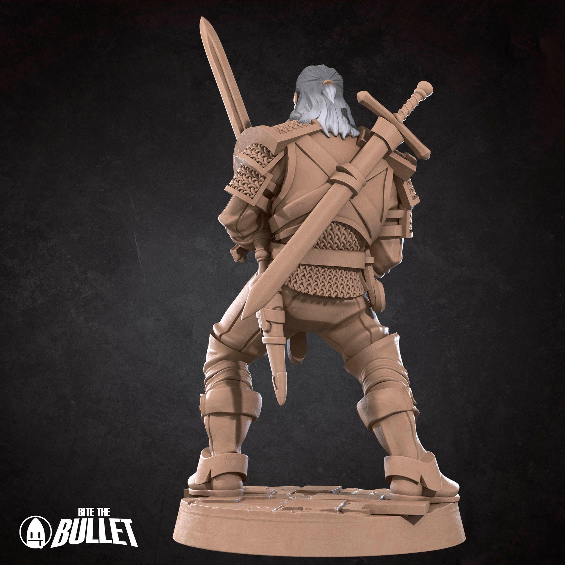 White Wolf Knight D&D TTRPG miniature by Tattles Told 3D featuring a detailed white wolf-themed armored figure.