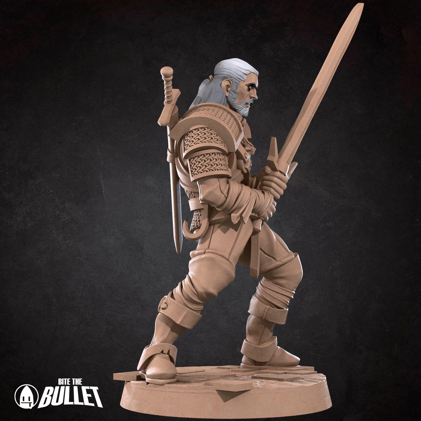 White Wolf Knight D&D TTRPG miniature by Tattles Told 3D, detailed fantasy figure for tabletop gaming and role-playing adventures.