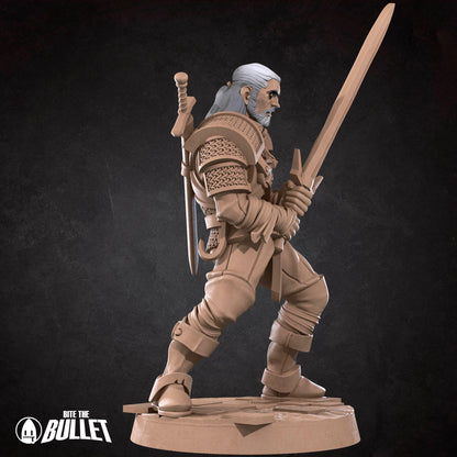 White Wolf Knight D&D TTRPG miniature by Tattles Told 3D, detailed fantasy figure for tabletop gaming and role-playing adventures.